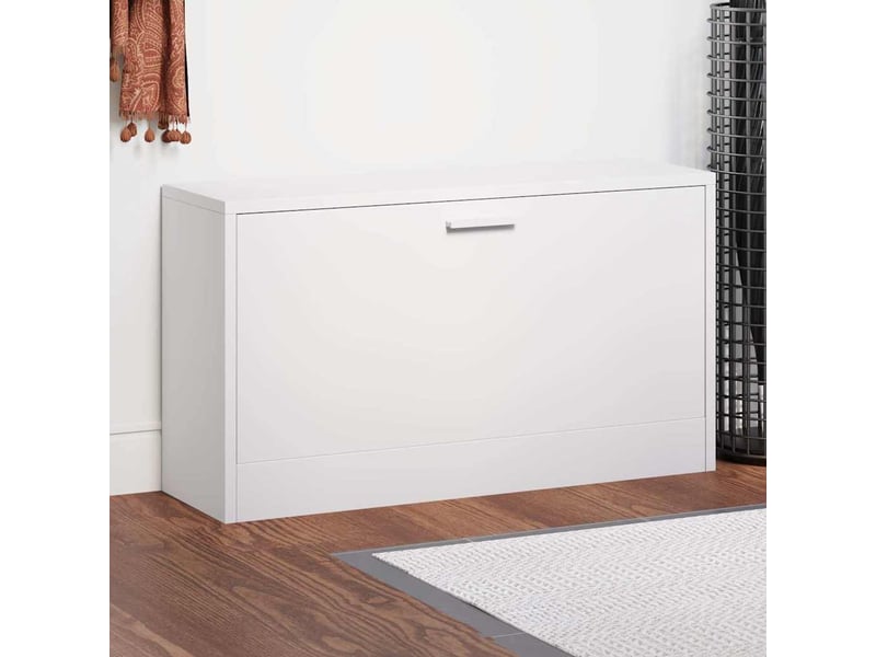  Banc à chaussures, meuble à chaussures blanc brillant 80x24x45 cm bois d'ingénierie  - Conforama B