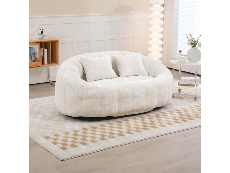 Canapé poire 2 places 150 cm avec dossier haut-assise lounge en chenille-beige - Conforama B