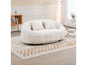 Canapé poire 2 places 150 cm avec dossier haut-assise lounge en chenille-beige