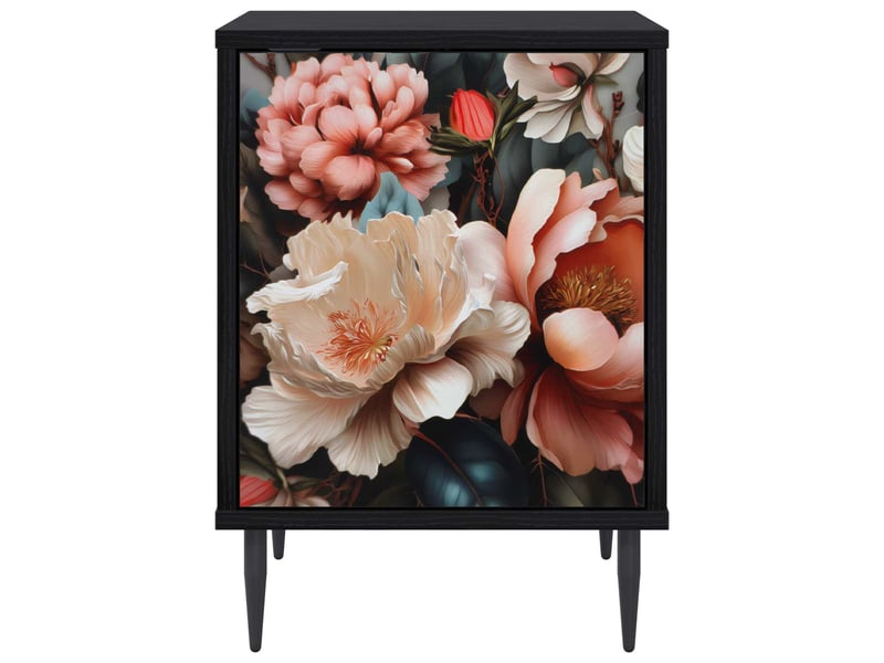  Table de chevet - cabinet de chevet - table de nuit borne 2 pc chêne noir 36 x 33 x 51 cm  - Conforama E