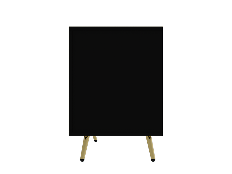  Buffet salon 160 cm - 4 portes - poignées dorées - pieds brillants - style luxueux - noir et couleur bois  - Conforama W