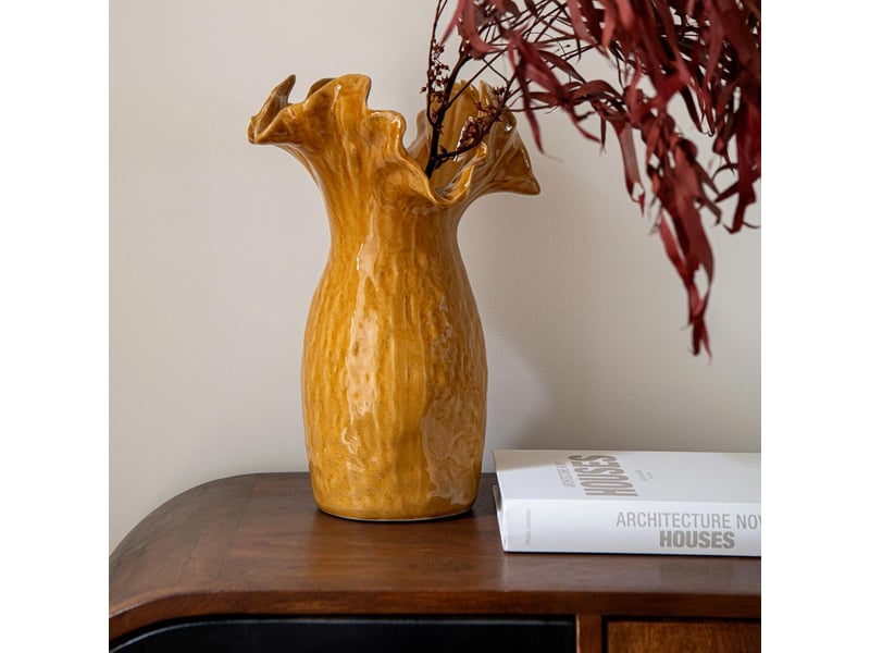  Vase corolle en argile yves 30cm moutarde  - Conforama D