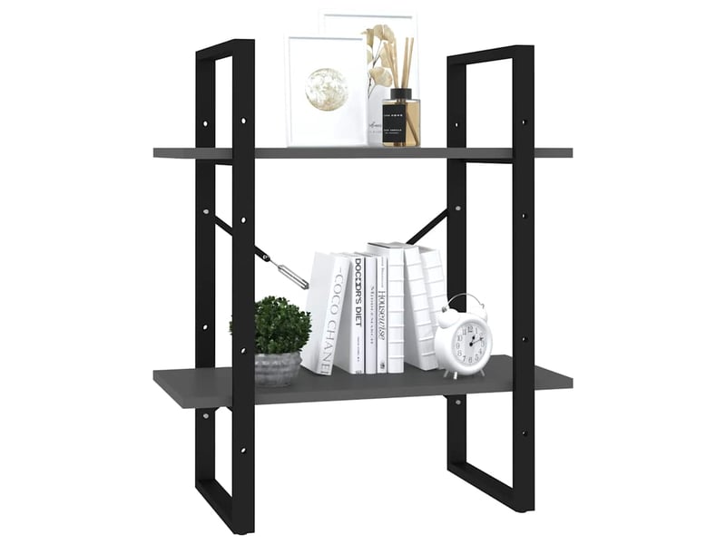  Bibliothèque à 2 niveaux, armoire à livres gris 60x30x70 cm bois d'ingénierie  - Conforama D