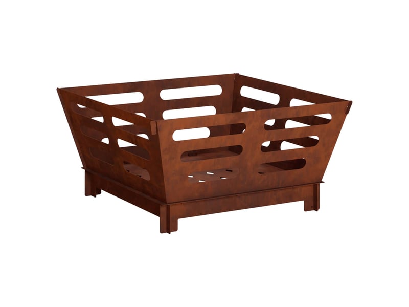  Brasero exterieur, foyer camping foyer de cheminée rouillé 60x60x30cm acier patiné shl1107  - Conforama A