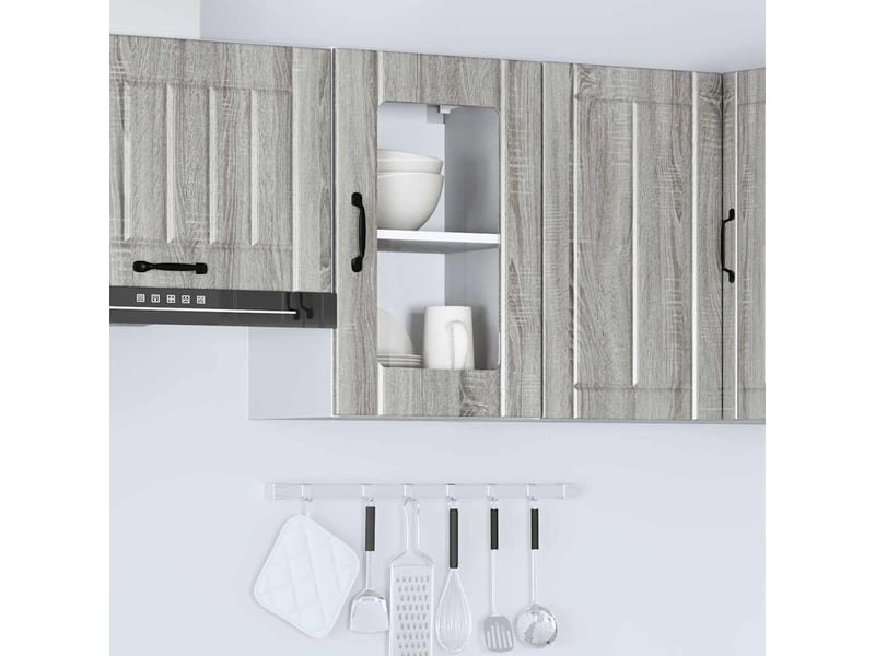 Meuble de rangement, armoire murale de cuisine avec porte en verre lucca sonoma gris - Conforama D