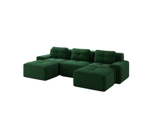 Canapé modulaire u 3 places 293x177x69 cm avec ottomans velours côtelé vert