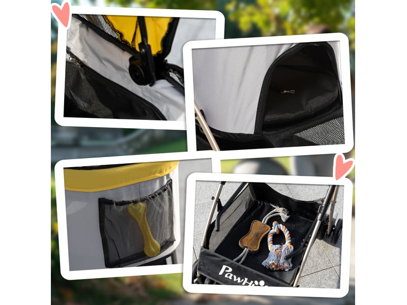 Poussette animaux 2-en-1 pliable avec sac de transport jaune homvra - Conforama E