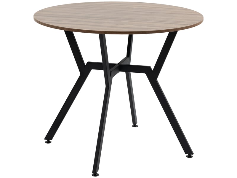 Table ronde de salon pour 2 personnes avec piètement en x, en bois et acier, ø90 x 76 cm, noir et marron - Conforama B