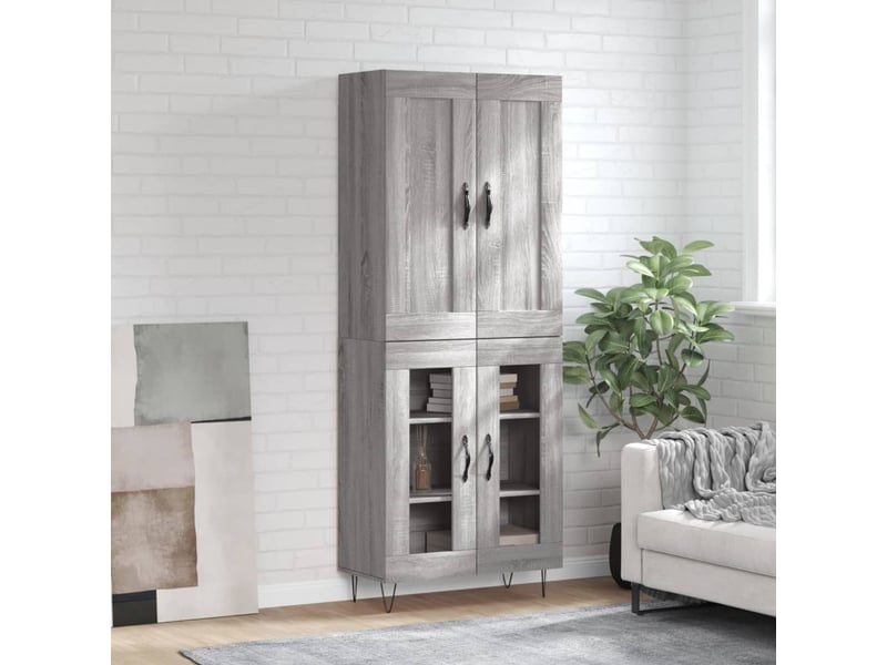  Buffet haut - bahut - meuble de rangement sonoma gris 69,5x34x180 cm bois d'ingénierie  - Conforama B