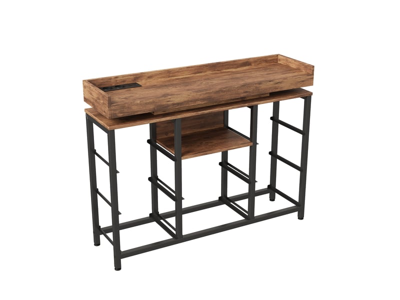 Commode chambre, 8 tiroirs, led rgb et station de charge, meuble de rangement 108x30x82 cm, métal et tissu, style industriel moderne, couleur noyer - Conforama D