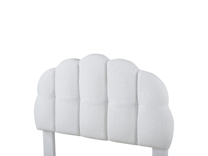  Lit enfant 90x200 cm, avec tête de lit et lattes, en velours, blanc, sans matelas  - Conforama E