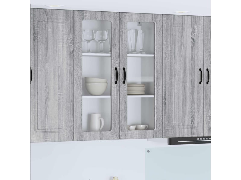 Meuble mural de cuisine, cabinet en verre mural gris sonoma 80x31x100cm - Conforama B