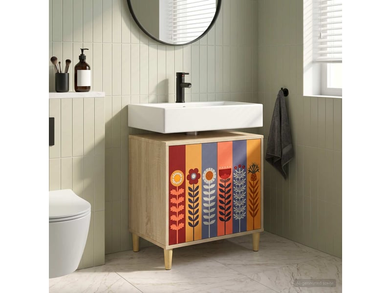  Armoire de salle de bain, meuble de rangement essen sonoma 60x40x60 cm  - Conforama B