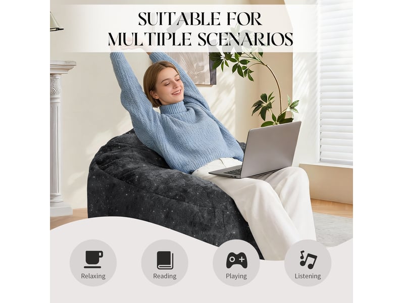  Fauteuil pouf 100x98x61 cm dossier haut courbé noir  - Conforama D