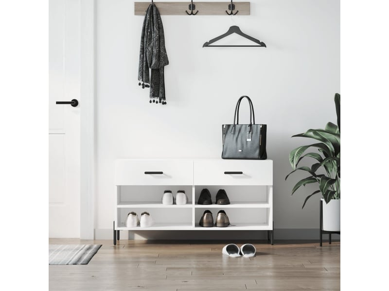  Banc à chaussures blanc brillant 102x35x55 cm bois d'ingénierie shl3169  - Conforama B