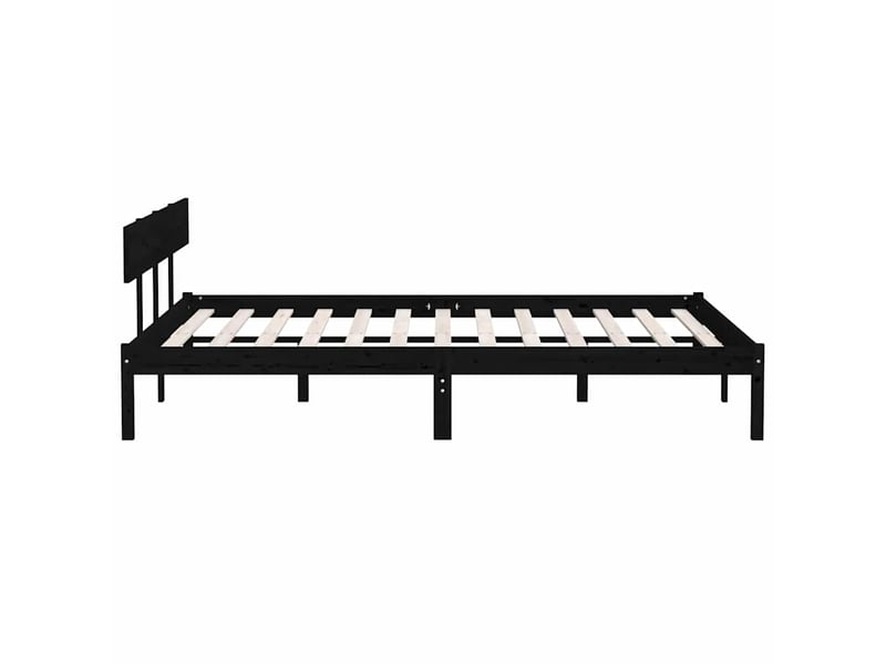  Lit double- lit adulte -  cadre de lit sans matelas noir bois massif  - Conforama D