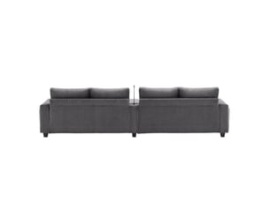 Canapé modulable en u 334x128,5 cm – gris – velours côtelé, led, rangement, usbtype-c et 2 poufs mobiles