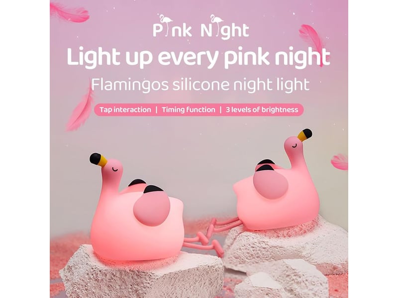  Veilleuse enfant flamant rose – lampe led dimmable, rechargeable, silicone doux, cadeau bébé, décoration chambre  - Conforama B