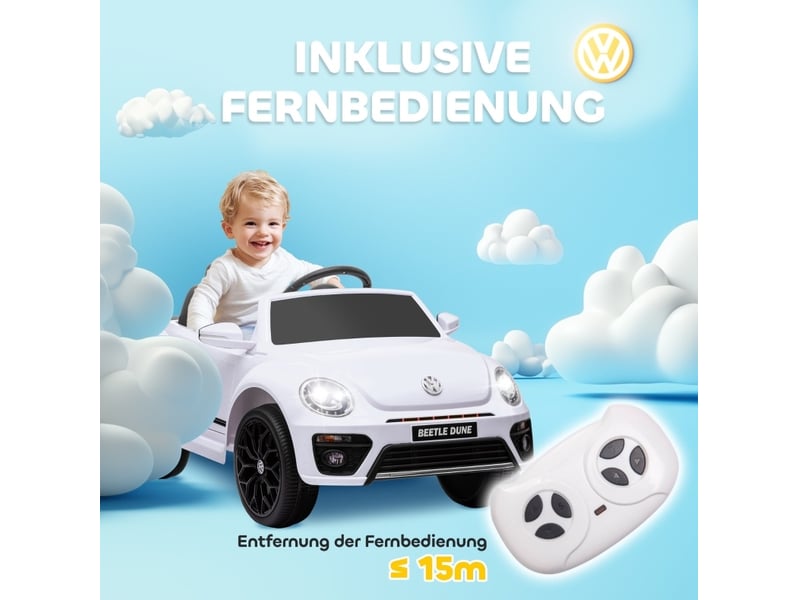  Voiture électrique enfant volkswagen beetle 97x56,5x46 cm avec télécommande blanche  - Conforama E