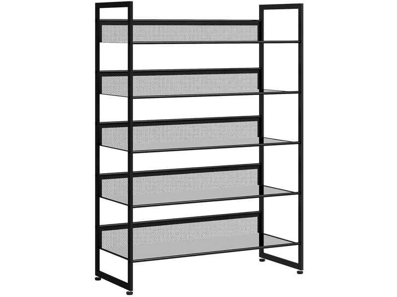  Étagère à chaussures tcqpz 5 niveaux haute et étroite 72 x 30 x 102 cm en acier noir  - Conforama A