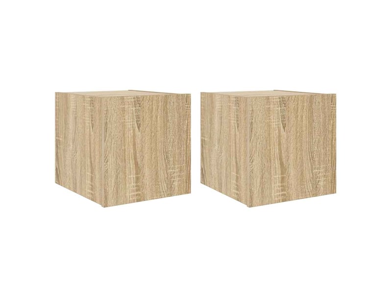  Lot de 2 meuble tv mural avec lumières led chêne sonoma 30,5x35x30 cm  - Conforama A