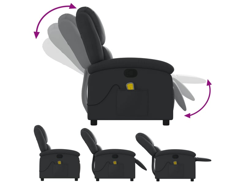 Fauteuil de relaxation tv fonction massage inclinable 6 points de massage en cuir véritable noir dec027028 - Conforama D