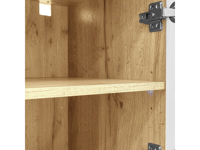 Buffet de salon, 120 x 37 x 76,5 cm, meuble de rangement avec éclairage led, 2 portes 2 tiroirs, blanc - Conforama E