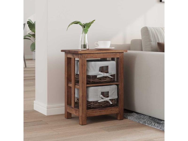  Table de chevet - table d'appoint marron 38 x 28 x 50 cm bois massif d'acajou  - Conforama B