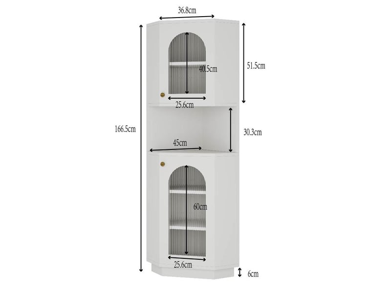  Armoire de salle de bains d'angle 45 x 45 x 166,5 cm blanche en mdf, éclairage et rangement  - Conforama C