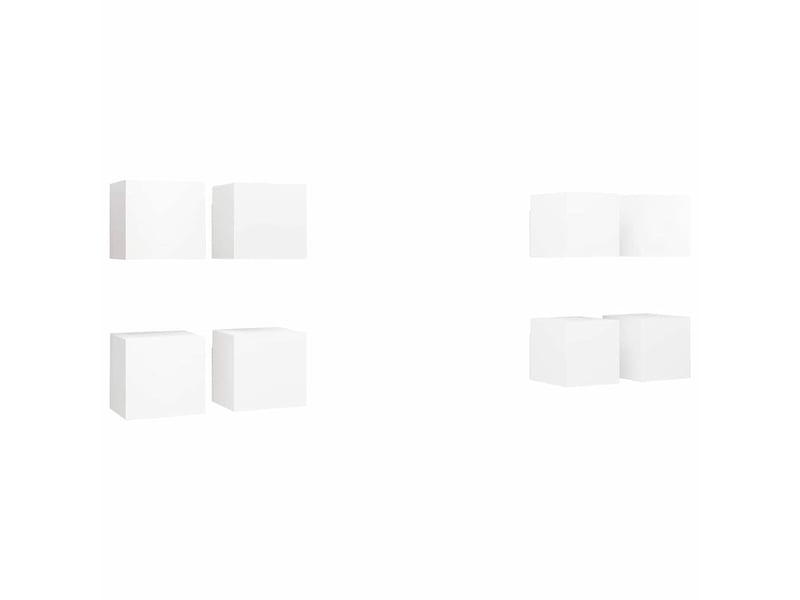  Lot de 8 meuble tv mural, meuble tv suspendu blanc 30,5x30x30 cm  - Conforama A