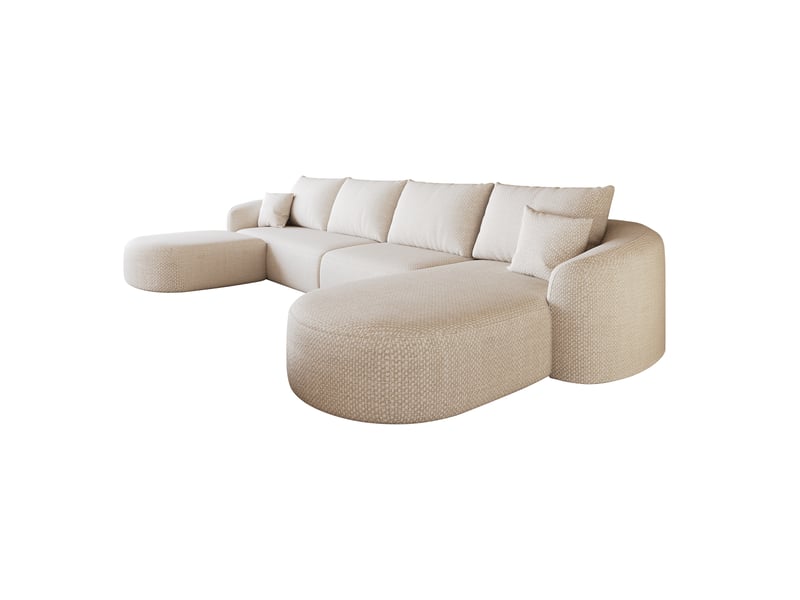 Canapé d’angle u modulable sans structure, chenille blanche, 336 cm, sans montage  - Conforama D