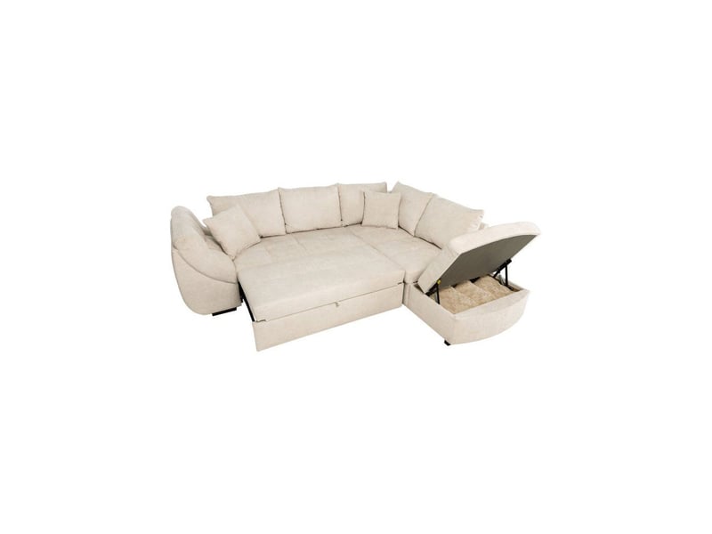  Canapã d angle reversible convertible calvin tissu chenille perle 4 a 5 places coffre CALVINB004952 - Conforama E