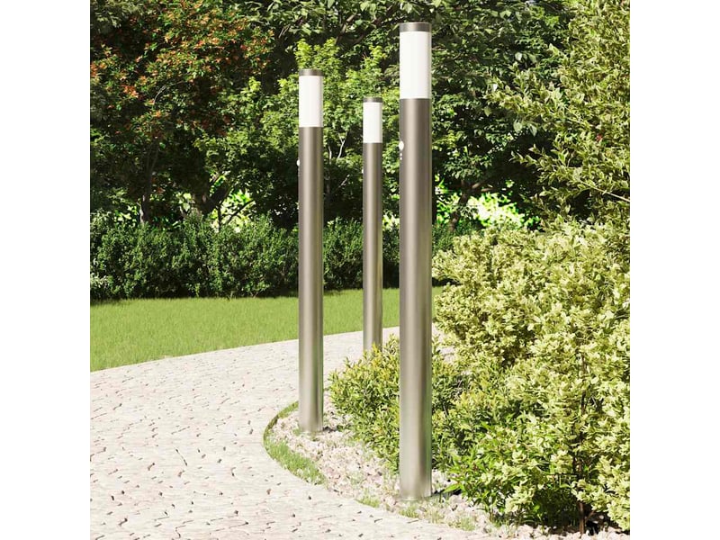 Lot de 3 borne lumineuse avec détecteur 110 cm acier inoxydable ip44 shl88776 - Conforama C