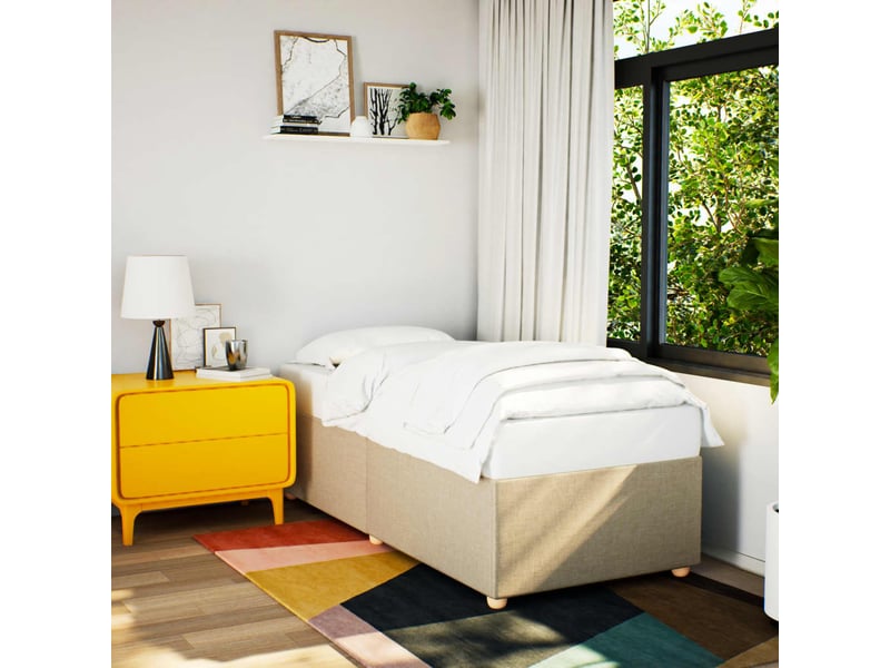  Lit adulte, lit simple, cadre de lit sans matelas crème 100x200cm tissu cf13604  - Conforama B