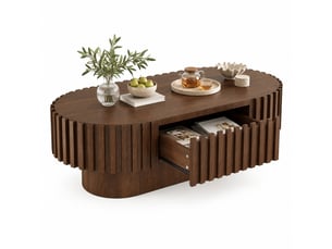 Table basse ovale coloris bois foncé <strong>CHICFURN</strong> <strong></strong> - 50 cmx100 cm