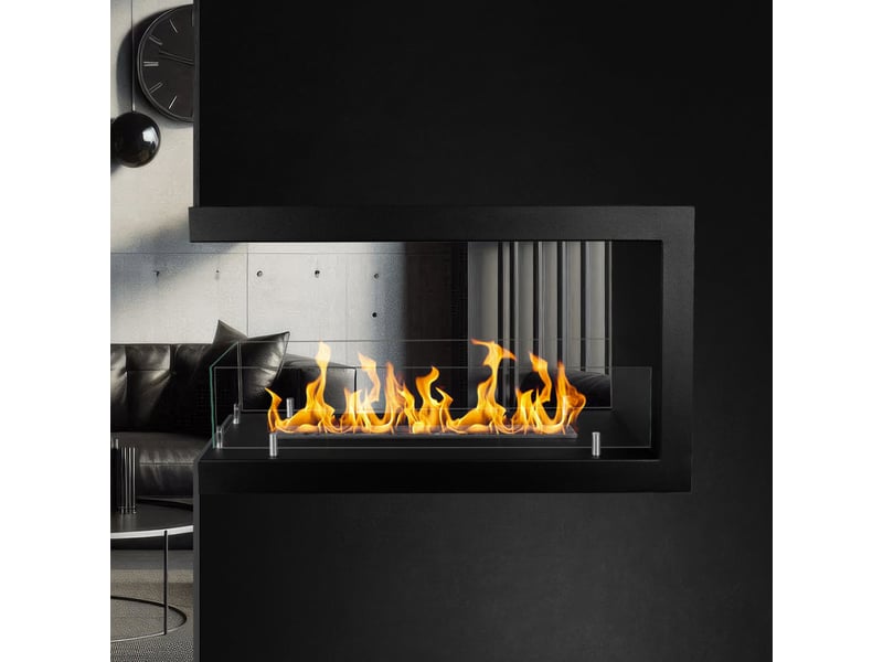  Maratea 90 - cheminée bioéthanol encastrable à trois faces 90x50x30 cm avec brûleur en acier de 1,5 litre  - Conforama C