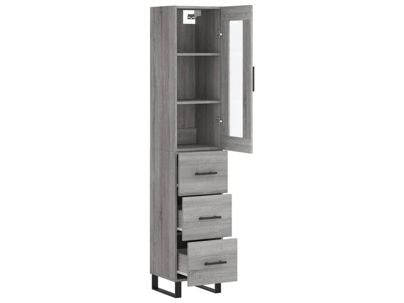  Buffet haut - bahut - meuble de rangement sonoma gris 34,5x34x180 cm bois d'ingénierie  - Conforama D