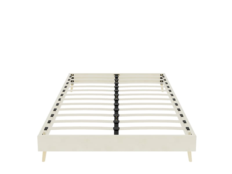  Cadre de lit, lit double 160x200 cm, cadre bas, sans tête de lit, velours beige  - Conforama E