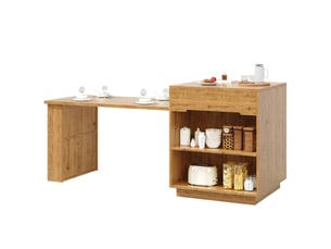 Desserte de cuisine avec table extensible, rangements et led pour cuisine et salle à manger 122-195 × 70 × 93,5 cm