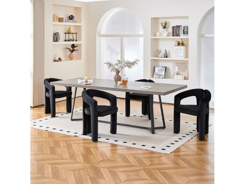  Lot de 2 chaises de salle à manger en velours avec accoudoirs homvra  - Conforama D