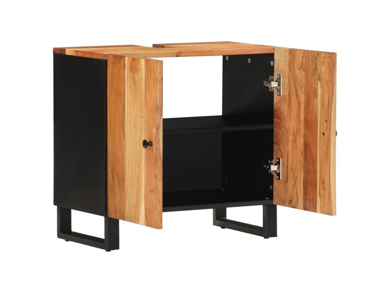  Meuble sous évier, armoire salle de bain 62x33x58 cm bois d'acacia et d'ingénierie cf65487  - Conforama C