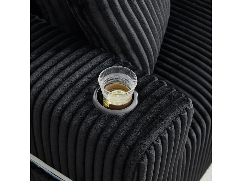  Canapé modulaire avec méridienne en velours côtelé 257 x 160 x 62 cm - 5 coussins et rangements  - Conforama E