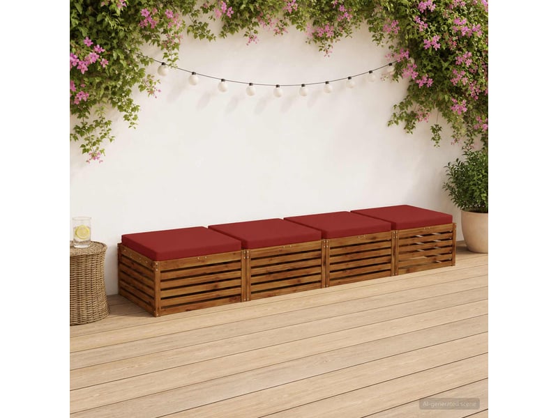Lot de 4 coussins de siège, coussins d'assise soest 100 % polyester rouge cf60509 - Conforama B