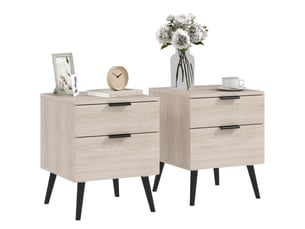 Lot de 2 tables de chevet table de nuit style nordique moderne avec tiroir à deux niveaux 40 x 40 x 50 cm chêne