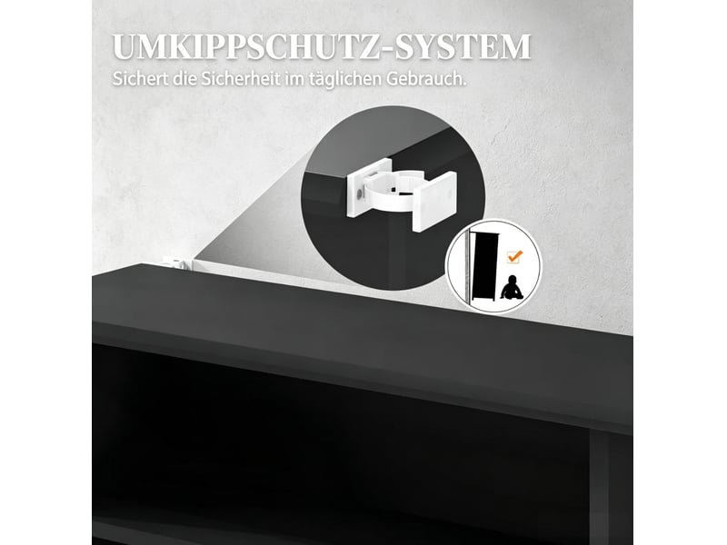  Meuble de rangement cd dvd 58x24x126,3 cm 8 compartiments, 6 tablettes réglables panneau de particules noir  - Conforama D