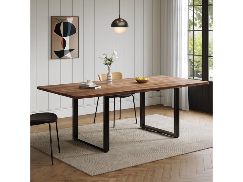 Table à manger extensible 140180220 x 80 cm, 3 longueurs pour 6 à 10 personnes, forme rectangulaire, pieds en métal, style épuré pour salle à manger ou cuisine OPULERANE TRADING LTD - Conforama E