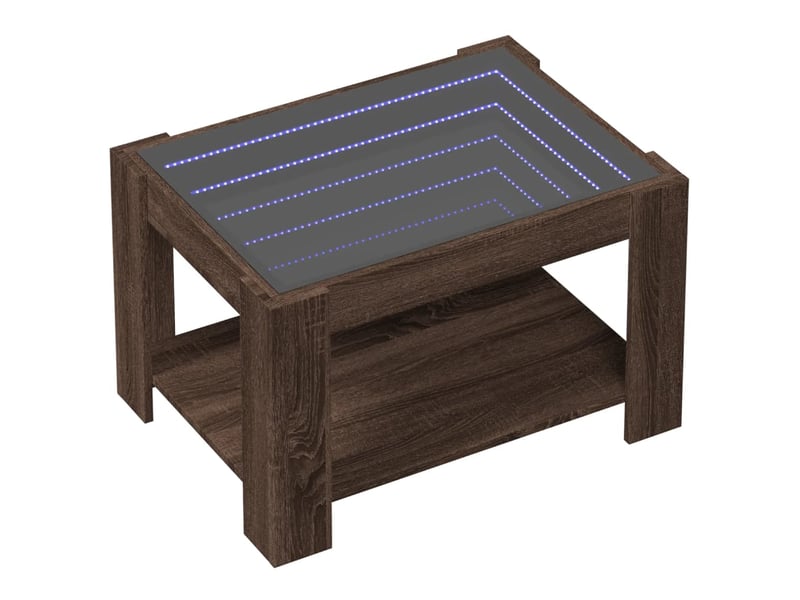 Table basse - table de salon - table à thé avec led chêne marron 73x53x45 cm bois d'ingénierie - Conforama C