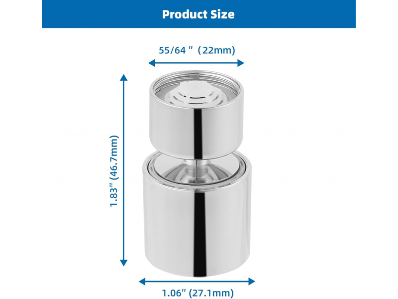 Aérateur de robinet, aérateur de robinet de cuisine rotatif à 360°, 2 modes de pulvérisation, argent, angle de 45°, 2 pièces. - Conforama D