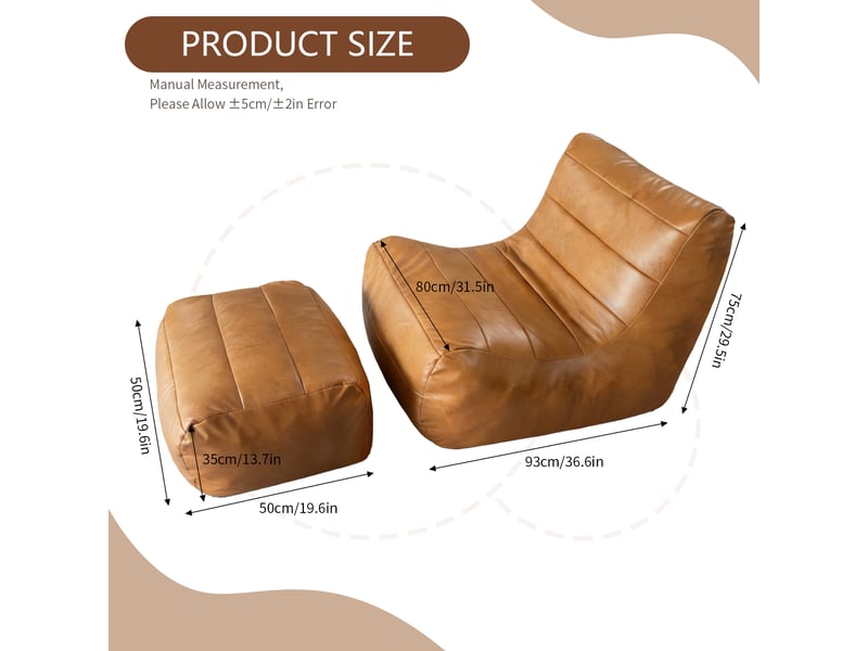 Canapé lounge ergonomique 1 place avec pouf assorti, design moderne compact - Conforama C
