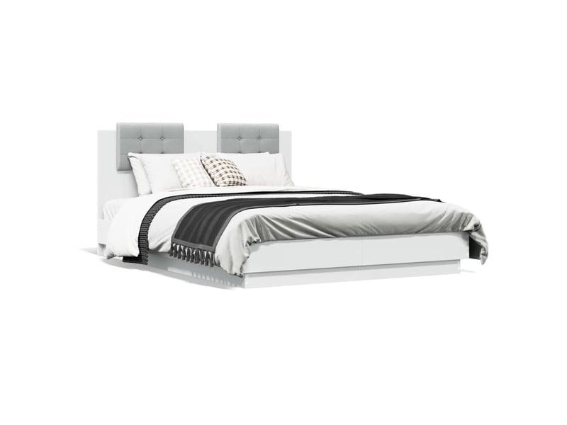 Lit double- lit adulte - cadre de lit sans matelas blanc 135x190 cm - Conforama A